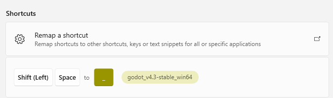 Screenshot showing the remapping of shortcuts functionality in PowerToys